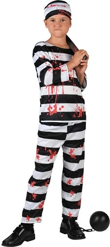 Sträfling Blutig Halloween (Hose/Bluse/Mütze)