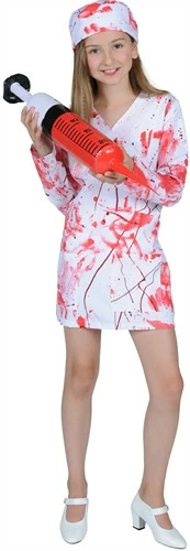 Krankenschwester Blutig Halloween (Kleid,Haube,Mundmaske)
