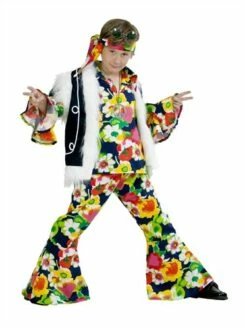 Hippie Flower Power 4-tlg (Bluse, Hose, Weste, Stirnband)