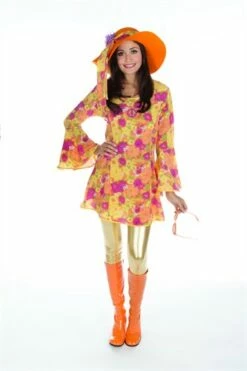 Kleid Flower Power Orange (Kleid,Stirnband)