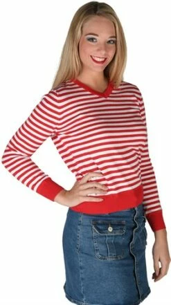 Ringelpulli Strick Rot/weiß Lady