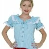 Trachtenbluse Oktoberfest Türkis/weiss
