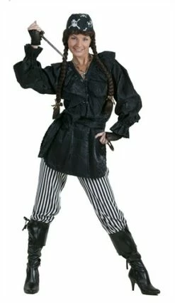 Piraten-Bluse Schwarz 2-tlg