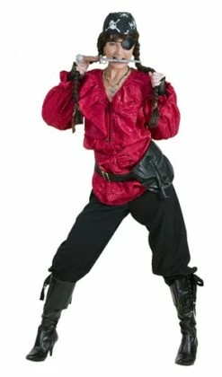 Piraten-Bluse Rot 2-tlg