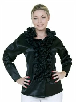 Rüschenbluse Schwarz Dame