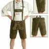 Lederhose Oktoberfest Kurz Oliven Grün Echtes Leder Mit Bestickung -KARNEVALSWIERTS Verkäufe ka6168
