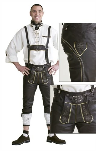 Lederhose Braun Oktoberfest (geschmeidiges Leder) 3 Lederhose Braun Oktoberfest (geschmeidiges Leder)