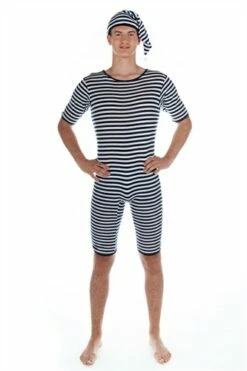 Badeanzug Blau/weiss