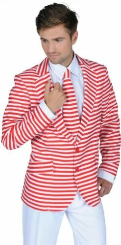 Jacke Streifen Rot/weiß Slim Fit -KARNEVALSWIERTS Verkäufe ka7225 1