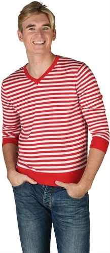 Ringelpulli Strick Rot/weiß